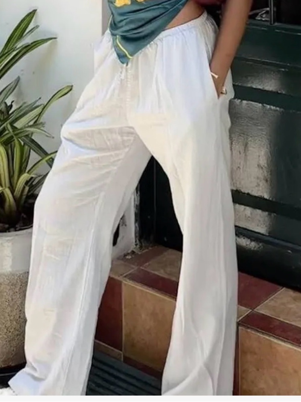 Brandy Melville  Wide-Leg Linen Pants